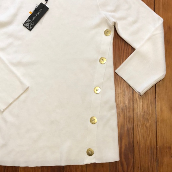 White cable knit crew neck sweater - Picture 3 of 7